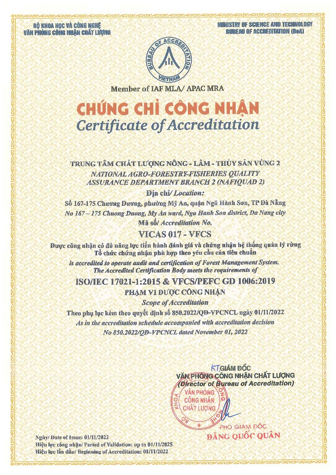 2022_11_01_QD cong nhan to chuc chung nhan HTQL rung ben vung_850QD-VPCNCL_Da xu ly-001